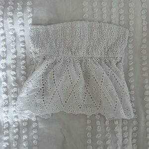White Eyelet Strapless Top edikted